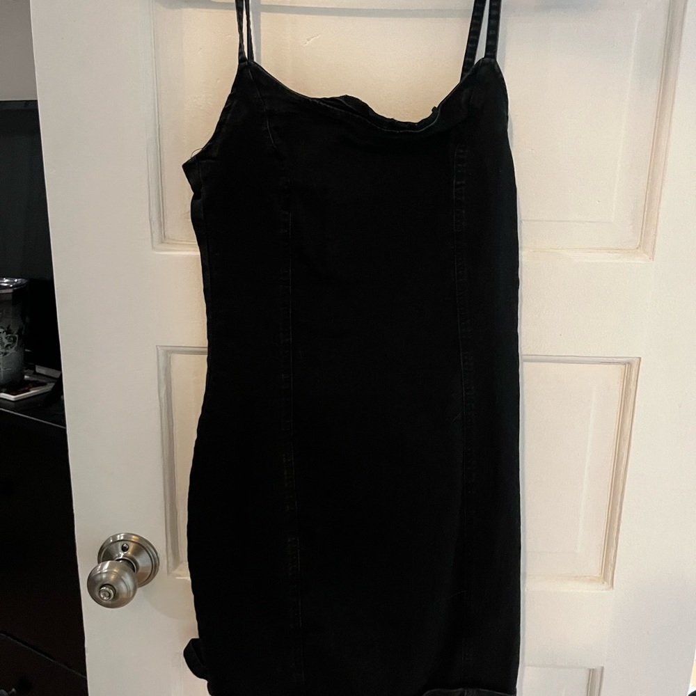H&M black denim mini dress